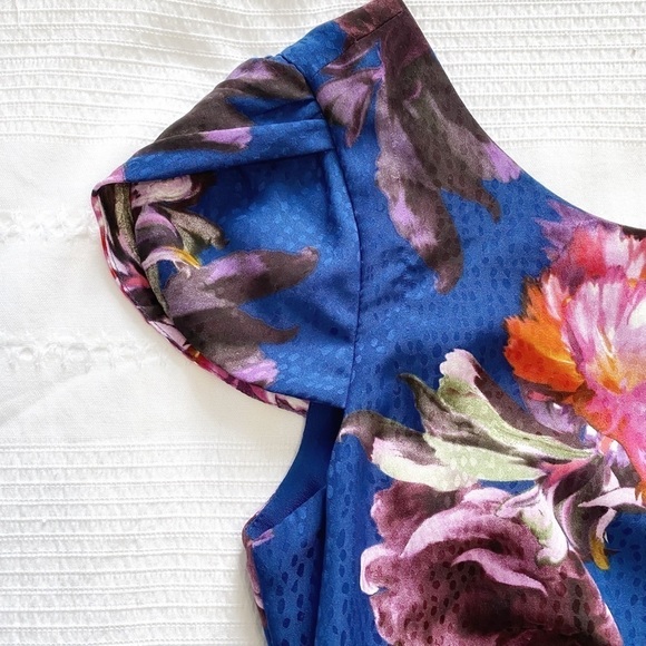 NWT MOULINETTE SOEUR ROSADO FLORAL TEXTURED CAP TULIP SLEEVE COCKTAIL DRESS - Picture 9 of 11